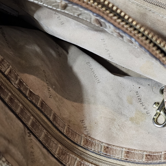 Brahmin Celia Melbourne/Praline Shoulder Bag Satchel Croc Leather Womens OS - Picture 7 of 8